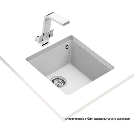 Teka SQUARE 40.40 TG ARTIC WHITE Tezgahaltı Granit Eviye Beyaz 40 cm