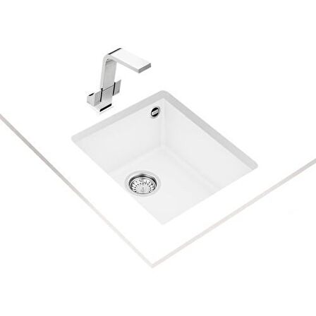 Teka SQUARE 34.40 TG ARTIC WHITE Tezgahaltı Granit Eviye Beyaz 34 cm