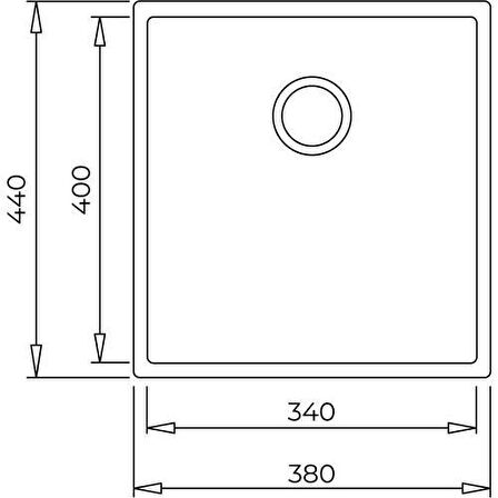 Teka SQUARE 34.40 TG ARTIC WHITE Tezgahaltı Granit Eviye Beyaz 34 cm