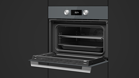 Teka - HLC 8400 ST - Ankastre Multifonksiyonel Turbo Kompakt Fırın - Gri Cam - 45 lt - 111130004