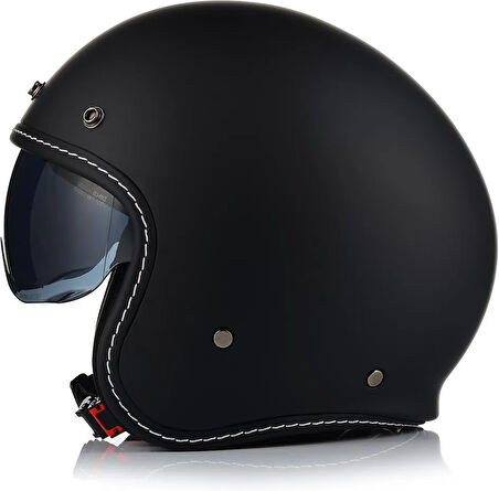DALLAS RETRO MOTOSİKLET YARIM KASK MAT SİYAH