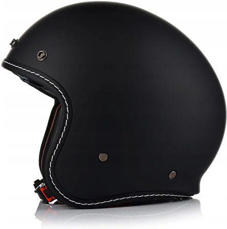 DALLAS RETRO MOTOSİKLET YARIM KASK MAT SİYAH