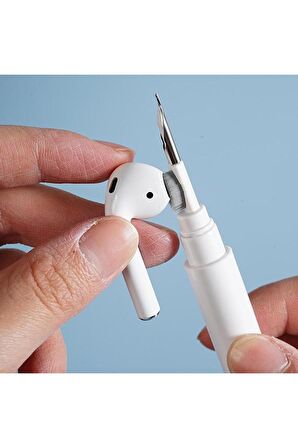 Airpods, Galaxy Buds, Airpods ve Freebuds Uyumlu Çok Amaçlı Kulaklık Temizleyici Kalem - Beyaz