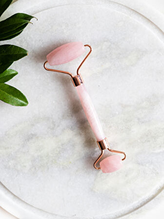 pembe kuvars face roller yüz ve masaj aleti