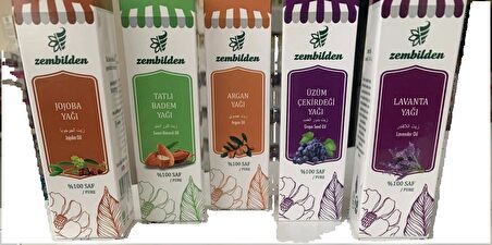 ZBD JOJOBA 10 ml-TATLI BADEM 20 ml-ARGAN 10 ml-ÜZÜM ÇEKİRDEĞİ 20 ml-LAVANTA 10 ml  SAÇ BAKIM YAĞI