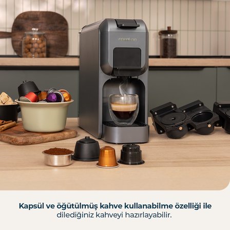 Freestyle Compact Black Espresso Makinesi Kompakt Güçlü 20 Bar