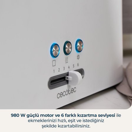 Cecotec Toast Taste 9000 Double White Ekmek Kızartma Makinesi Beyaz 980W