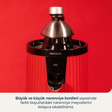 Cecotec Retrojuice 600 Red Narenciye Sıkacağı 600W Paslanmaz Çelik Filtre Kırmızı Damlatmaz Sistem