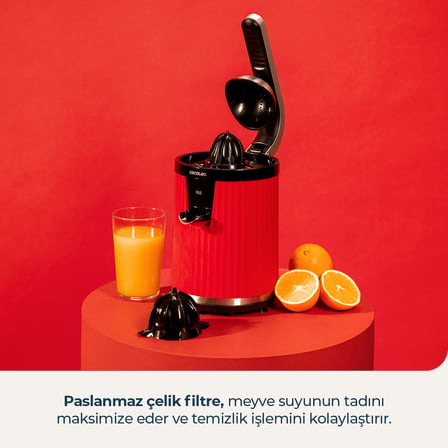 Cecotec Retrojuice 600 Red Narenciye Sıkacağı 600W Paslanmaz Çelik Filtre Kırmızı Damlatmaz Sistem