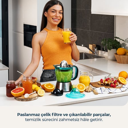Zitra Full Steel Elektrikli Narenciye Sıkacağı | Paslanmaz Çelik, Otomatik, Damlatmaz