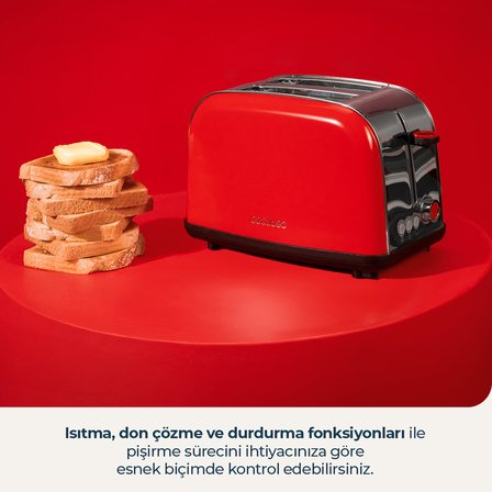 Toastin Time 850 Red Lite Ekmek Kızartma Makinesi Hızlı Çift Dilim Tost Makinesi