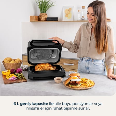 Cecofry Firedome 6000 Airfryer 6 L Grill Teknolojili 2400W Güçlü Yağsız Fritöz Çoklu Pişirme