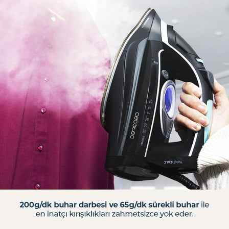 Cecotec 3D ForceAnodized 750 Smart Buharlı Ütü Siyah 3100 W 400 ml 200 g/dk