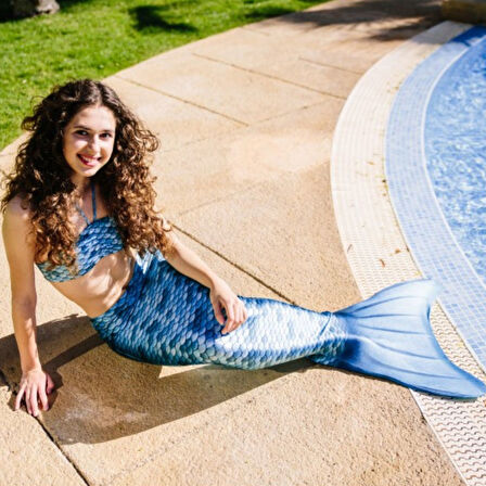 Kuaki Mermaids Deniz Kızı 3'lü Takım Bikini Kostüm Seti Blue