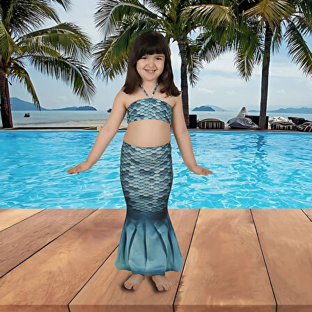 Kuaki Mermaids Deniz Kızı 2'li Takım Bikini Kostüm Seti Turquoise