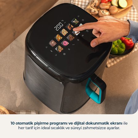 Cecofry Grill Smokin Prime 6500 Dumansız Airfryer 6,5L Izgara Fritöz Sağlıklı Yağsız Pişirme