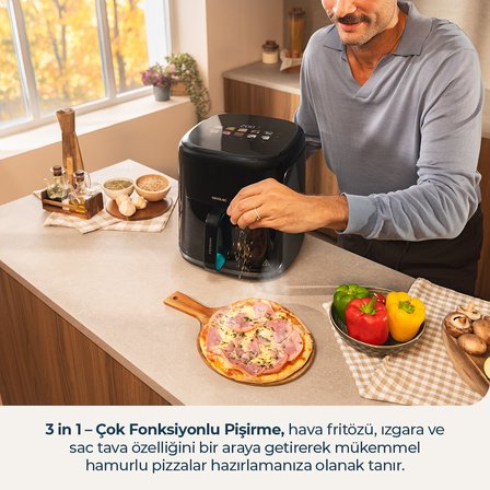 Cecofry Grill Smokin Prime 6500 Dumansız Airfryer 6,5L Izgara Fritöz Sağlıklı Yağsız Pişirme