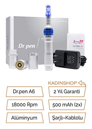 Dr.Pen A6 Şarjlı Dermapen Cihazı ( Türkiye Garantili) 2 Bataryalı Derma Pen Kalıcı Makyaj Dermaroller