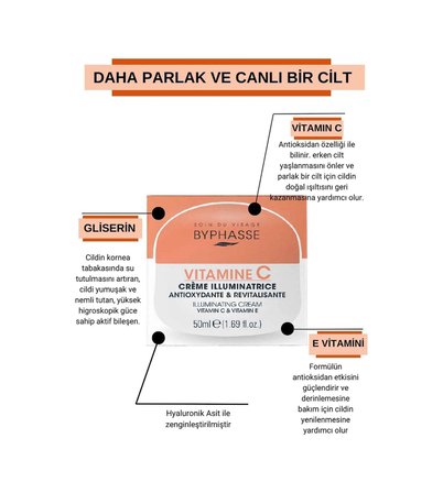 Byphasse Vitamin-C Skin Booster Aydınlatıcı Cilt Bakım Kremi 50 ML