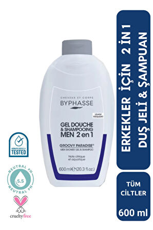 Erkekler İçin 2 İN 1 Duş Jeli & Şampuan Grovy Paradise For Men 600ml