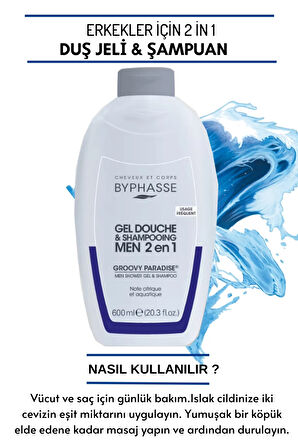 Erkekler İçin 2 İN 1 Duş Jeli & Şampuan Grovy Paradise For Men 600ml