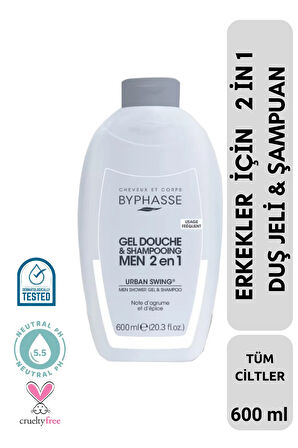 Erkekler İçin 2 İN 1 Duş Jeli & Şampuan Urban Swing For Men 600ml