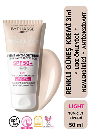 Anti-aging Renkli Sıvı Güneş Kremi Light Renk- Yeni Nesil Güneş Filtreli Hibrit Formül 50ml