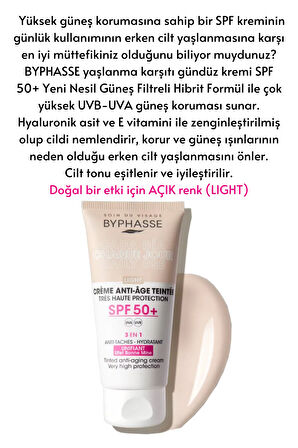 Anti-aging Renkli Sıvı Güneş Kremi Light Renk- Yeni Nesil Güneş Filtreli Hibrit Formül 50ml