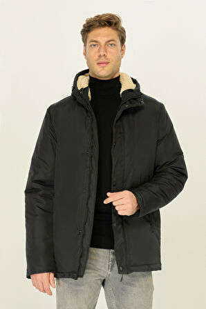 Erkek Kapüşonlu Kürklü Rüzgar Geçirmez Kışlık Mont & Kaban & Parka | 3XL