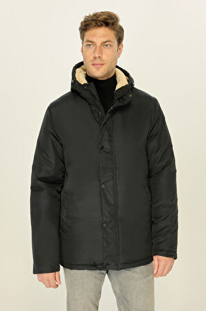 Erkek Kapüşonlu Kürklü Rüzgar Geçirmez Kışlık Mont & Kaban & Parka | 3XL