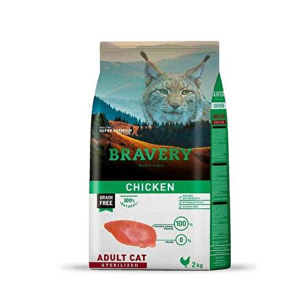 Bravery Tahılsız Tavuk Etli Kısırlaştırılmış Yetişkin Kedi Maması 2 Kg