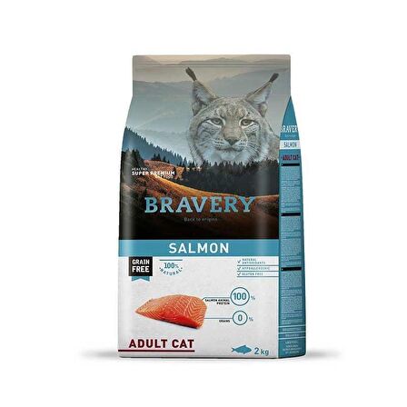 Bravery Tahılsız Somonlu Kısırlaştırılmış Yetişkin Kedi Maması 2 Kg