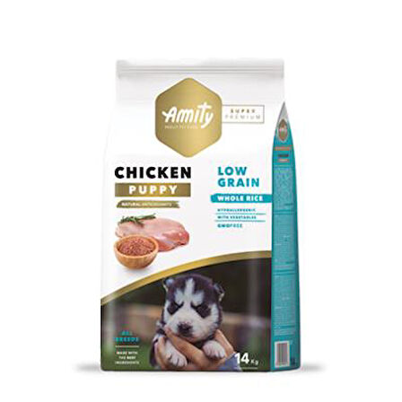Amity Super Premium Tavuk Etli Düşük Tahıllı Yavru Köpek Maması 14 Kg