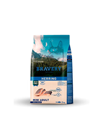 Bravery Tahılsız Ringa Balıklı  Küçük Irk Yetişkin Köpek Maması 2 Kg