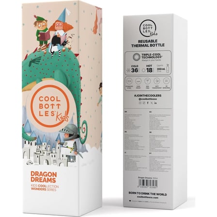 Cool Bottles Çocuk Paslanmaz Çelik Termos Matara 350 ml Dragon Dreams
