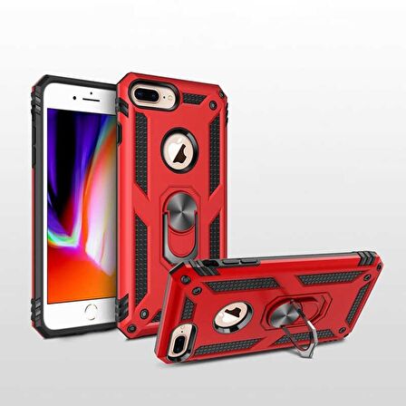 Gpack Apple iPhone 8 Plus Kılıf Vega Standlı Yüzüklü Mıknatıslı