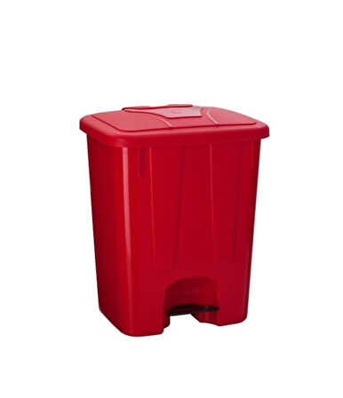 Omnipazar SY-4255 40 lt Köşeli Pedallı Plastik Çöp Kovası (İç Kovasız) Kırmızı
