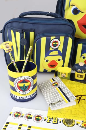 x Dekomus Lisanslı Fenerbahçe Yellow Collection Full Kırtasiye Seti 3D Baskılı Küçük Boy Anaokul,Beslenme ve Kalem Çantası,Beslenme Kabı ve 500 Ml Matara Seti