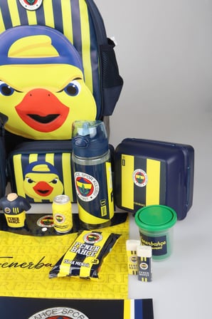 x Dekomus Lisanslı Fenerbahçe Yellow Collection Full Kırtasiye Seti 3D Baskılı Küçük Boy Anaokul,Beslenme ve Kalem Çantası,Beslenme Kabı ve 500 Ml Matara Seti