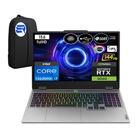 Lenovo Loq 15IRX10 83JE00J5TREP5 I7-13650HX 16GB Ram 512GB SSD RTX5060 15.6" 144Hz WIN11 Pro + Elektropasaj Çanta