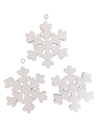 YILBAŞI STRAFOR KAR TANESİ 3'LÜ SET 16CM BEYAZ