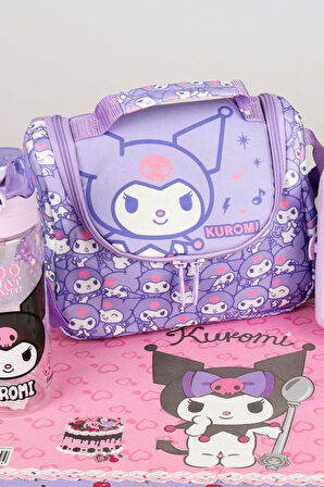 DEKOMUS İLE YENİ SEZON LİSANSLI KUROMI "MAGICAL BUDDY" TERMOSLU BESLENME ÇANTASI,BESLENME ÖRTÜSÜ,TRITAN MATARA 500 ML VE 2 KATLI BESLENME KABI YEMEK SETİ