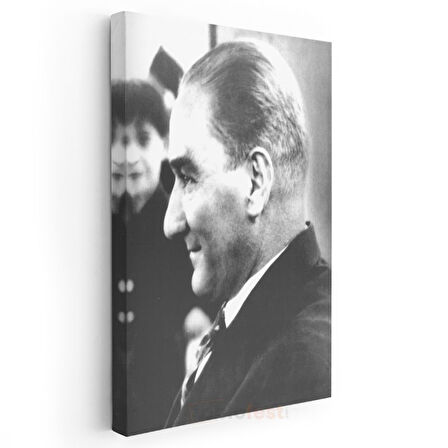 Profil Atatürk - Siyah Beyaz Portre Kanvas Tablo