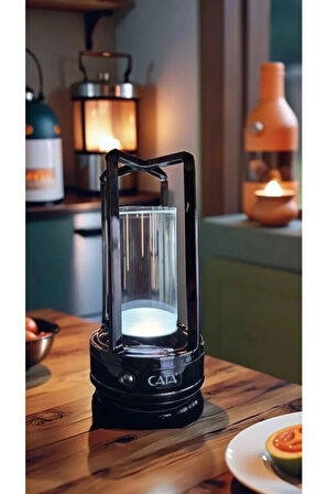 CT-8439 VEGAS Şarjlı Masa Lambası Siyah Renk 3 Renk Işık Fonksiyonlu Dokunmatik