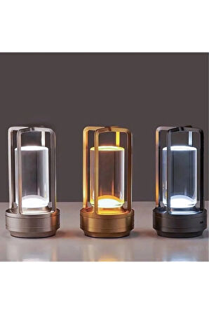 CT-8439 VEGAS Şarjlı Masa Lambası Siyah Renk 3 Renk Işık Fonksiyonlu Dokunmatik