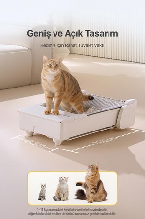 UBPet UCAT C31 Açık Tasarımlı Akıllı Otomatik Kedi Tuvaleti | Mobil Uygulama Kontrollü, Otomatik Temizleme, 38 dB Sessiz