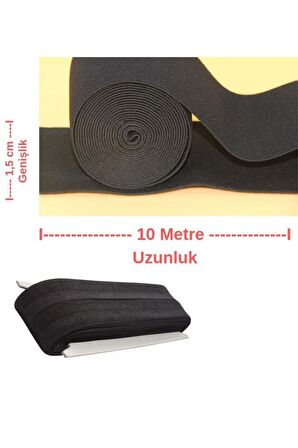 Siyah Don Lastiği 1.5 Cm Yassı Bel Paça Lastik Maske Lastiği