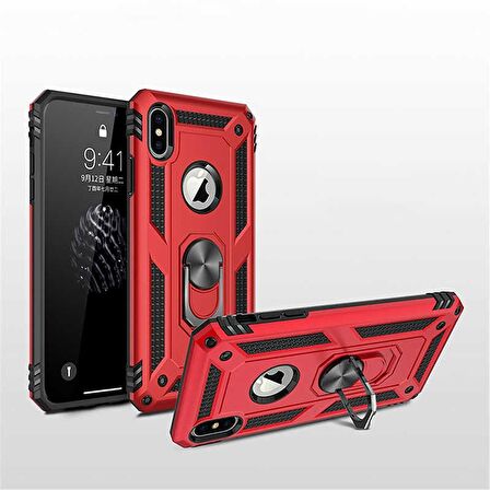 Gpack Apple iPhone Xs Kılıf Vega Standlı Yüzüklü Mıknatıslı