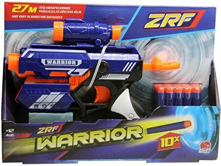 27 Metre Atış Mesafeli Warrior Sünger Mermi Atan Silah 10 Mermili Nerf