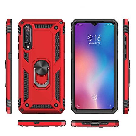 Gpack Xiaomi Mi 9 Kılıf Vega Standlı Yüzüklü MıknatıslıNano Glass